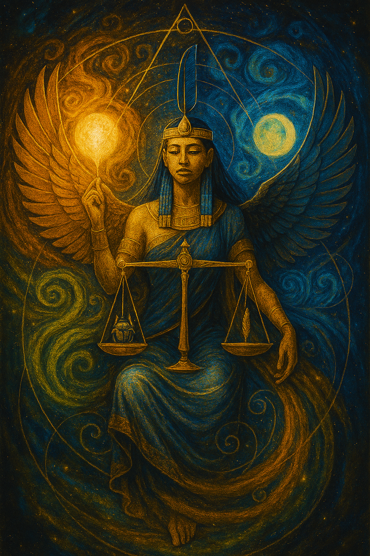 Ma'at Manifesting World Peace Collection - Return to balance. Ma’at holds the breath between chaos and clarity.