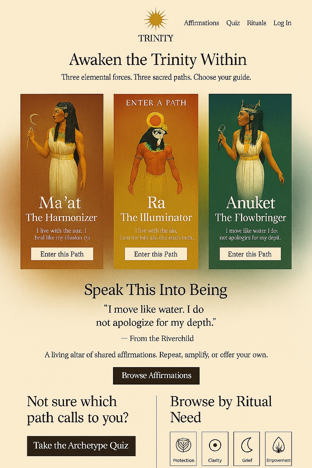 Awaken the Trinity Within - Three elemental forces. Three sacred paths. Choose your guide.