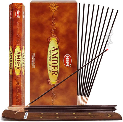 Experience Serenity with Our Amber Incense Sticks and Elegant Holder Bundle - Perfect for Home Fragrance & Meditation!
