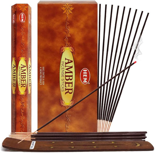Experience Serenity with Our Amber Incense Sticks and Elegant Holder Bundle - Perfect for Home Fragrance & Meditation!