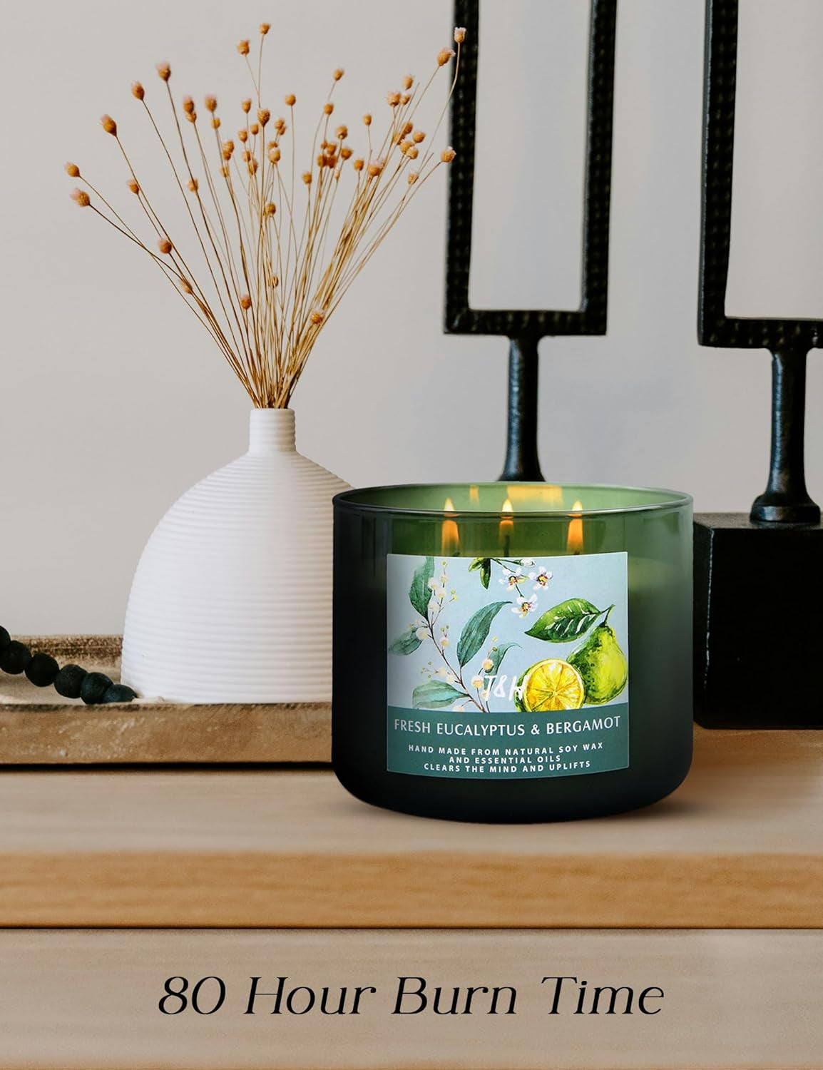 Light Up Your Day with Our Fresh Eucalyptus & Bergamot 3-Wick Candle! 🌿✨ Perfect for Serenity & Style. A Thoughtful Gift for Any Occasion!