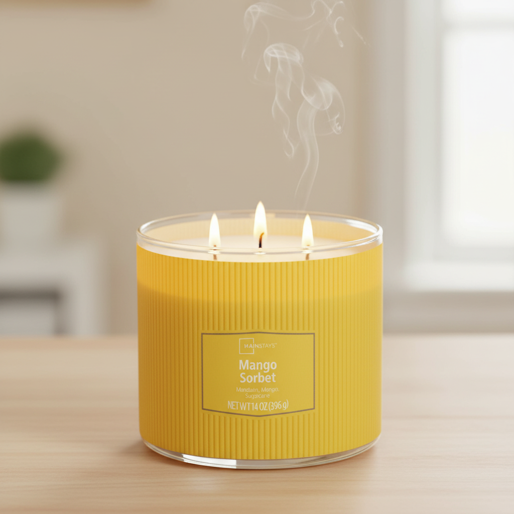Indulge Your Senses with the Luscious Mango Sorbet 3-Wick Candle - 14 Oz of Fragrant Bliss!