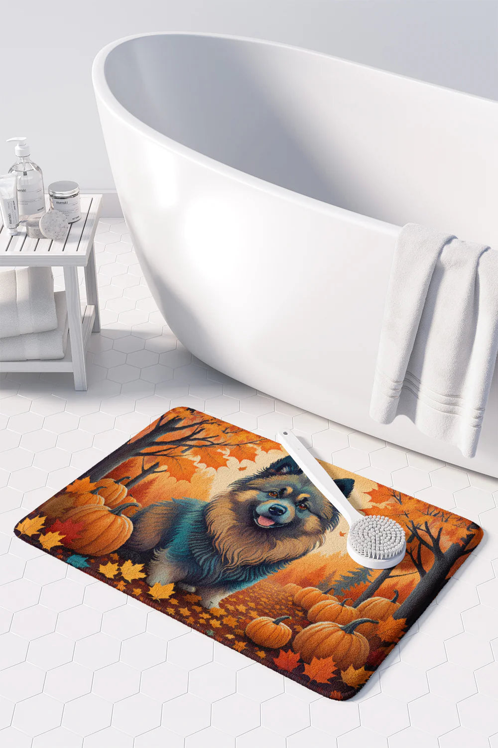 Keeshond Fall Memory Foam Kitchen Mat