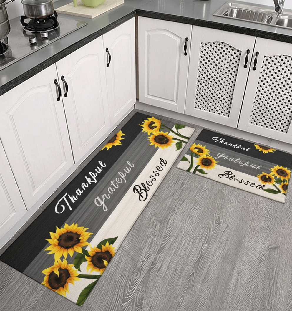 Sunflower Kitchen Rugs - Kitchen Mat Set of 2, Sunflower Decor Sunflower Rugs for Kitchen, Farmhouse Kitchen Rugs, Country Sunflower Kitchen Decor Accessories Things - Sunflower Rugs and Mats
