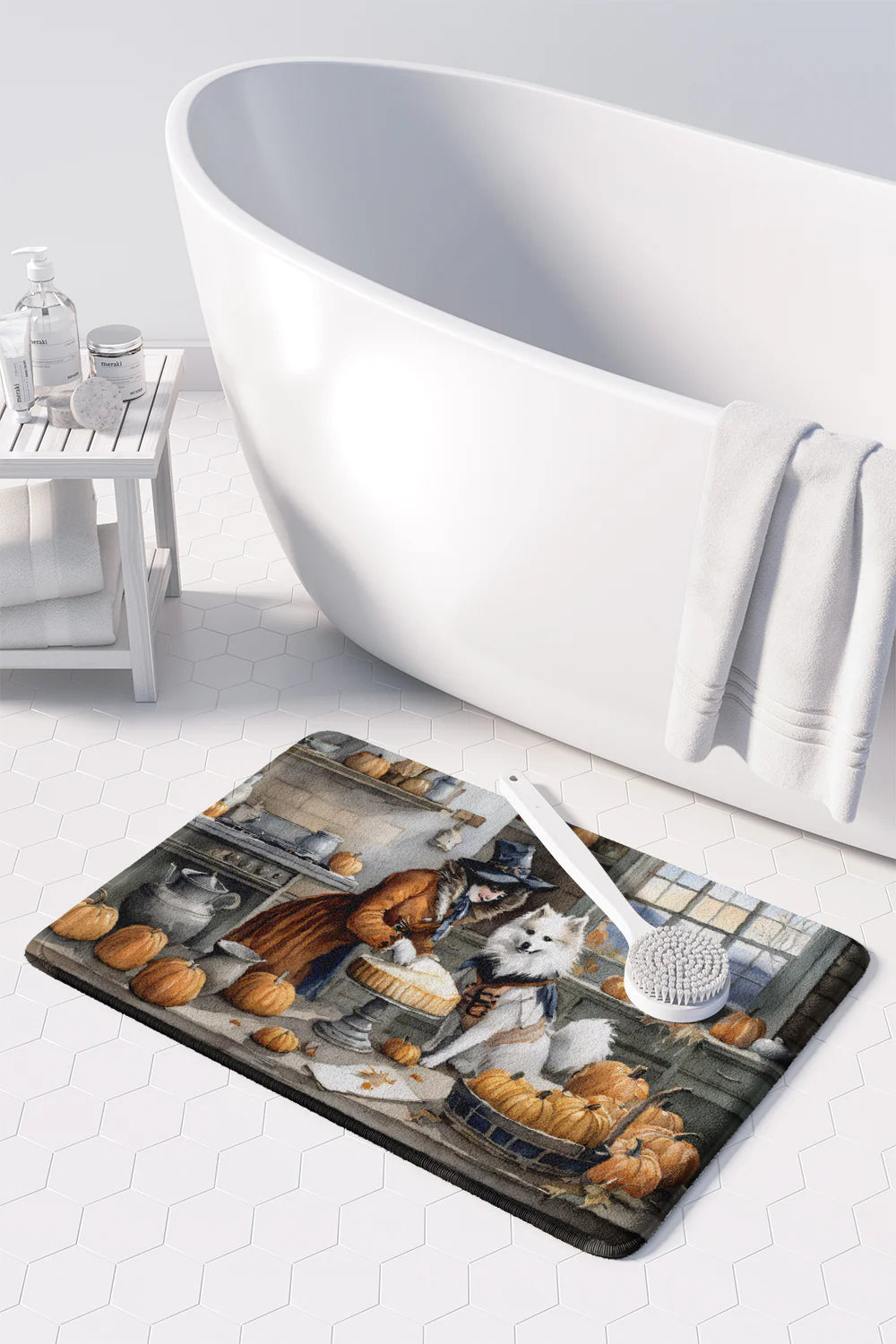 American Eskimo Fall Kitchen Pumpkins Memory Foam Kitchen Mat