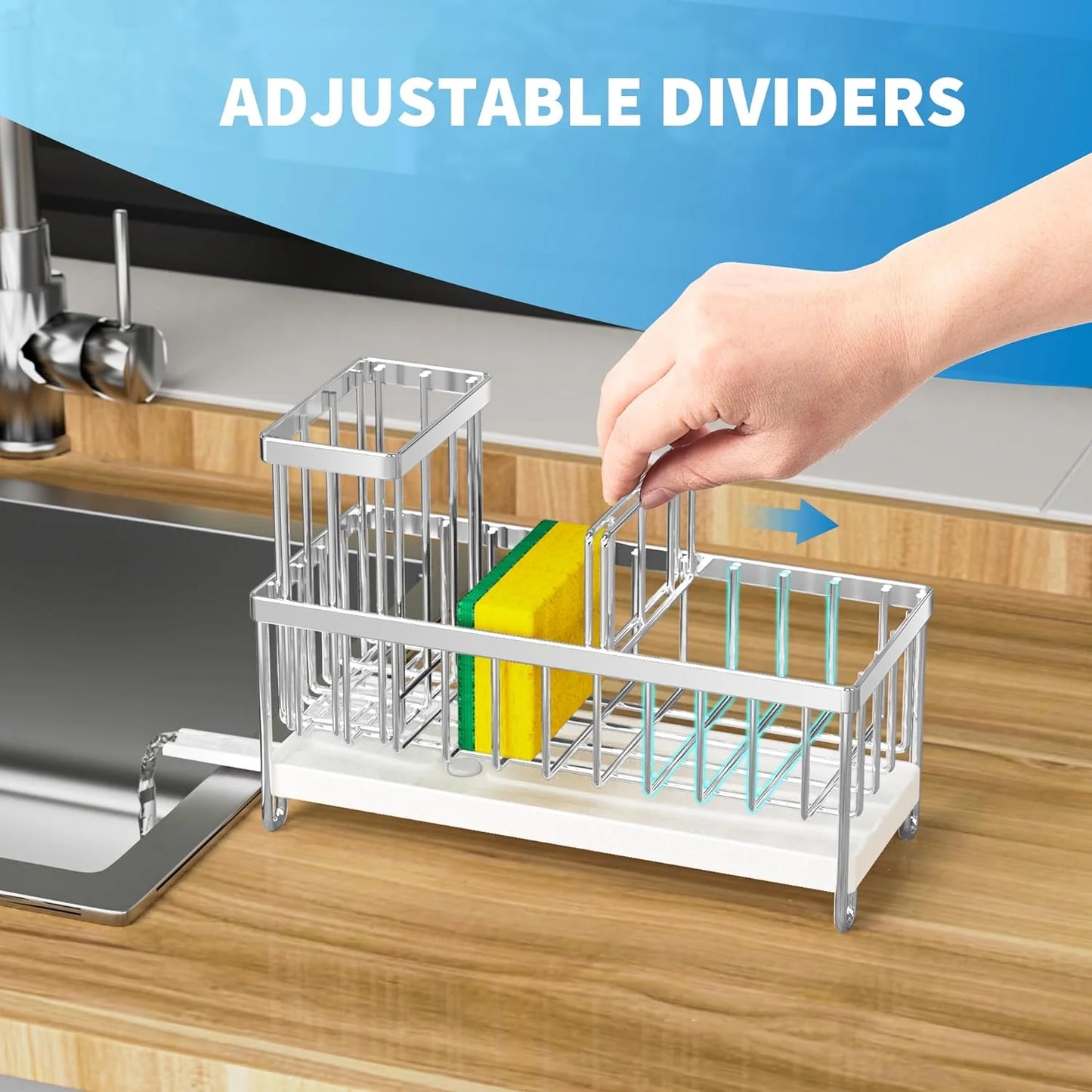 Elevate Your Kitchen Game with the Cisily Silver Sponge Holder – The Ultimate Rustproof 304 Stainless Steel Organizer for a Spotless Sink!