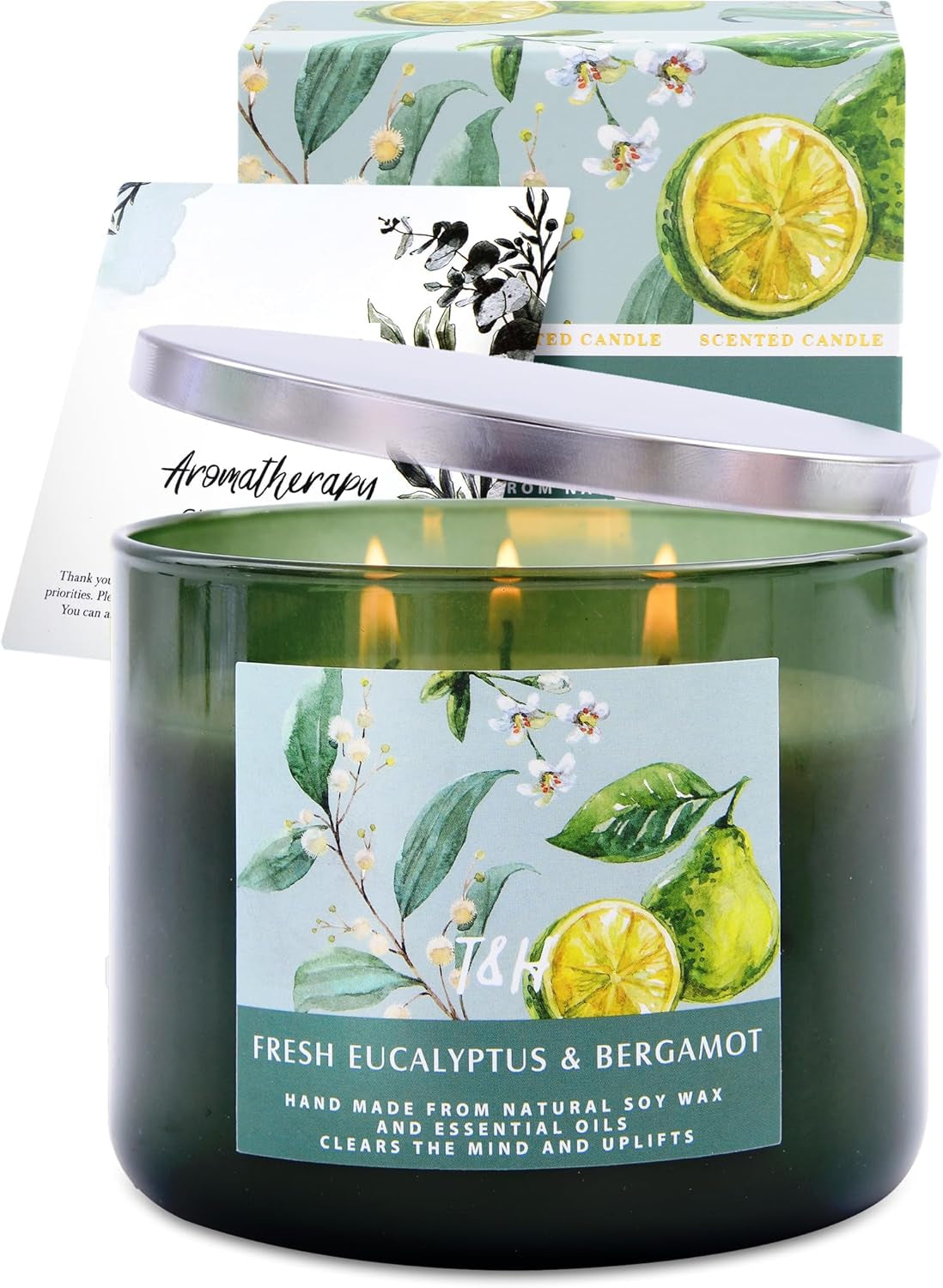 Light Up Your Day with Our Fresh Eucalyptus & Bergamot 3-Wick Candle! 🌿✨ Perfect for Serenity & Style. A Thoughtful Gift for Any Occasion!