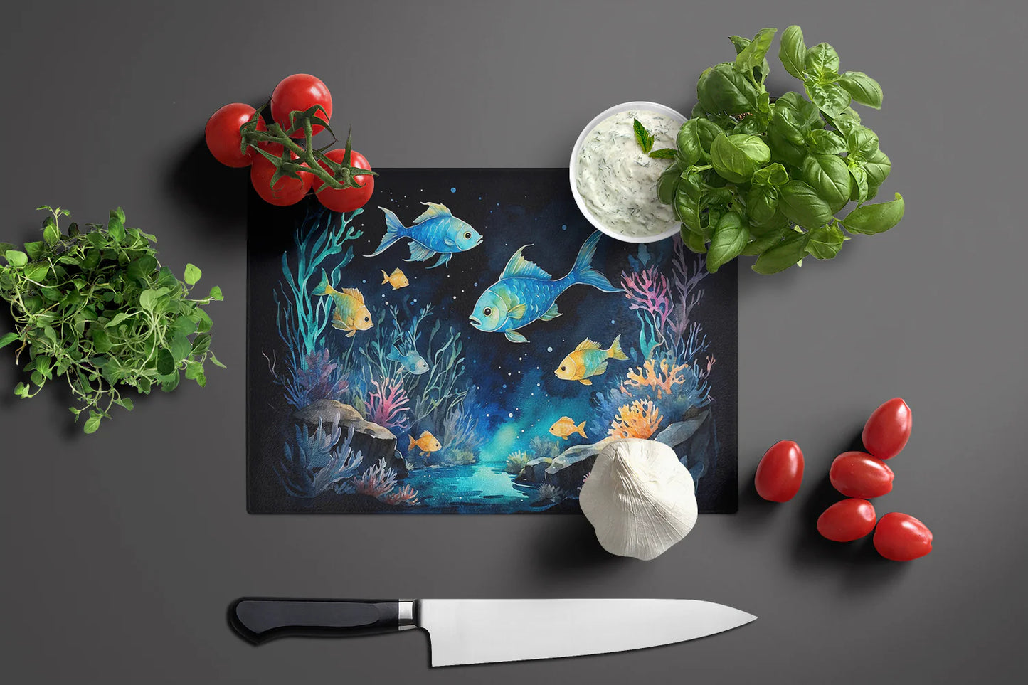 Bioluminescent Fish Glass Cutting Board