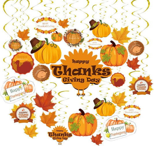 30 Pcs Thanksgiving Hanging Swirls for Thanksgiving Party Supplies Decorations