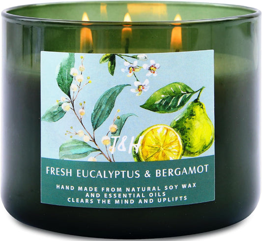 Light Up Your Day with Our Fresh Eucalyptus & Bergamot 3-Wick Candle! 🌿✨ Perfect for Serenity & Style. A Thoughtful Gift for Any Occasion!