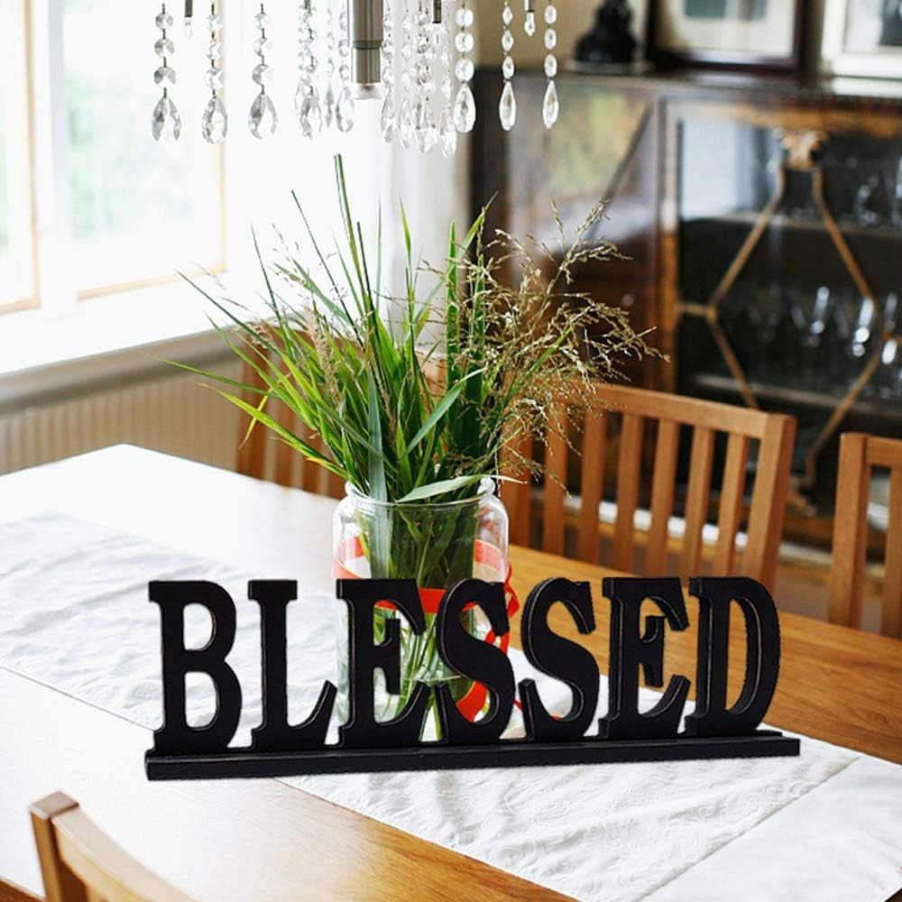 Charming Rustic Blessed Wooden Table Sign - Freestanding Home Décor Accent for Weddings & Gifts
