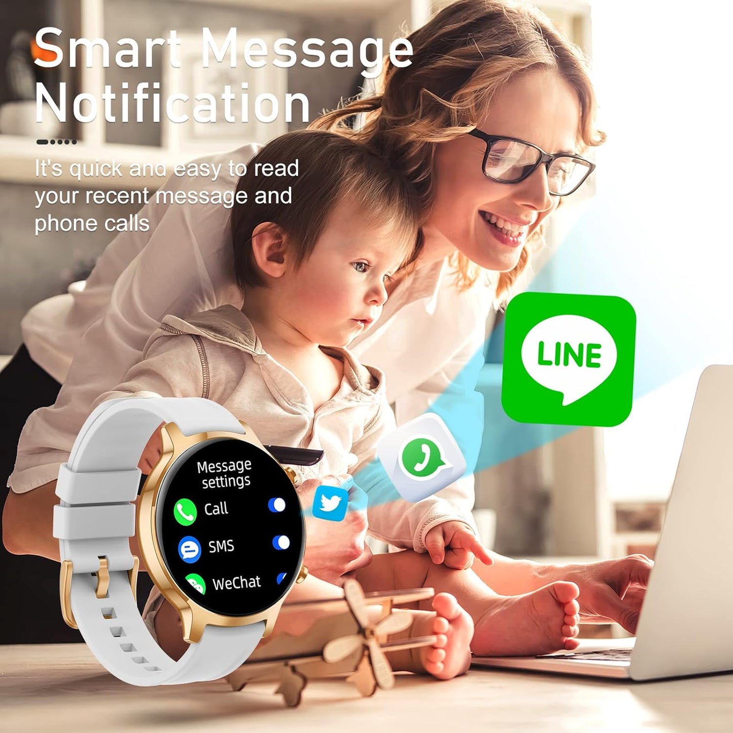 Smart Watches for Women Men 1.3" Touch Screen Smart Watch for Android Phones Waterproof Fitness Watch Heart Rate Monitor Sleep Tracker Pedometer Activity Tracker Smartwatch for Ios Android
