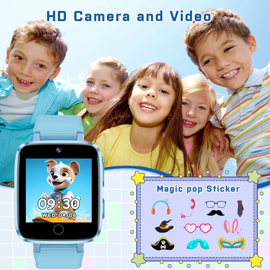 Kids Smart Watch for Boys Girls 1.54 Smart Watch for Kids with 2 Cameras 24 Games Video Habit Tracker MP3 Flashlights Calculator Alarm Clock Children Touch Screen Boys Girls Birthday Gift Blue