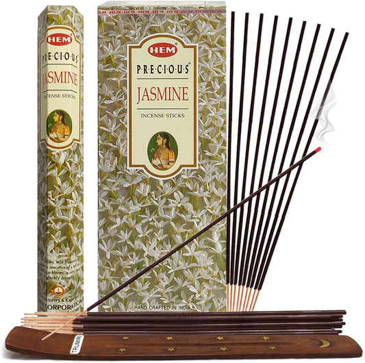 Embrace Serenity with the Precious Jasmine Incense Sticks & Elegant Holder Bundle – Elevate Your Home Aroma!