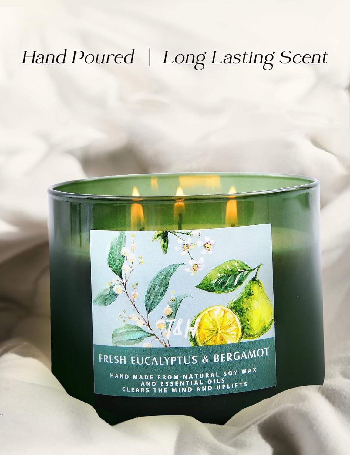 Light Up Your Day with Our Fresh Eucalyptus & Bergamot 3-Wick Candle! 🌿✨ Perfect for Serenity & Style. A Thoughtful Gift for Any Occasion!