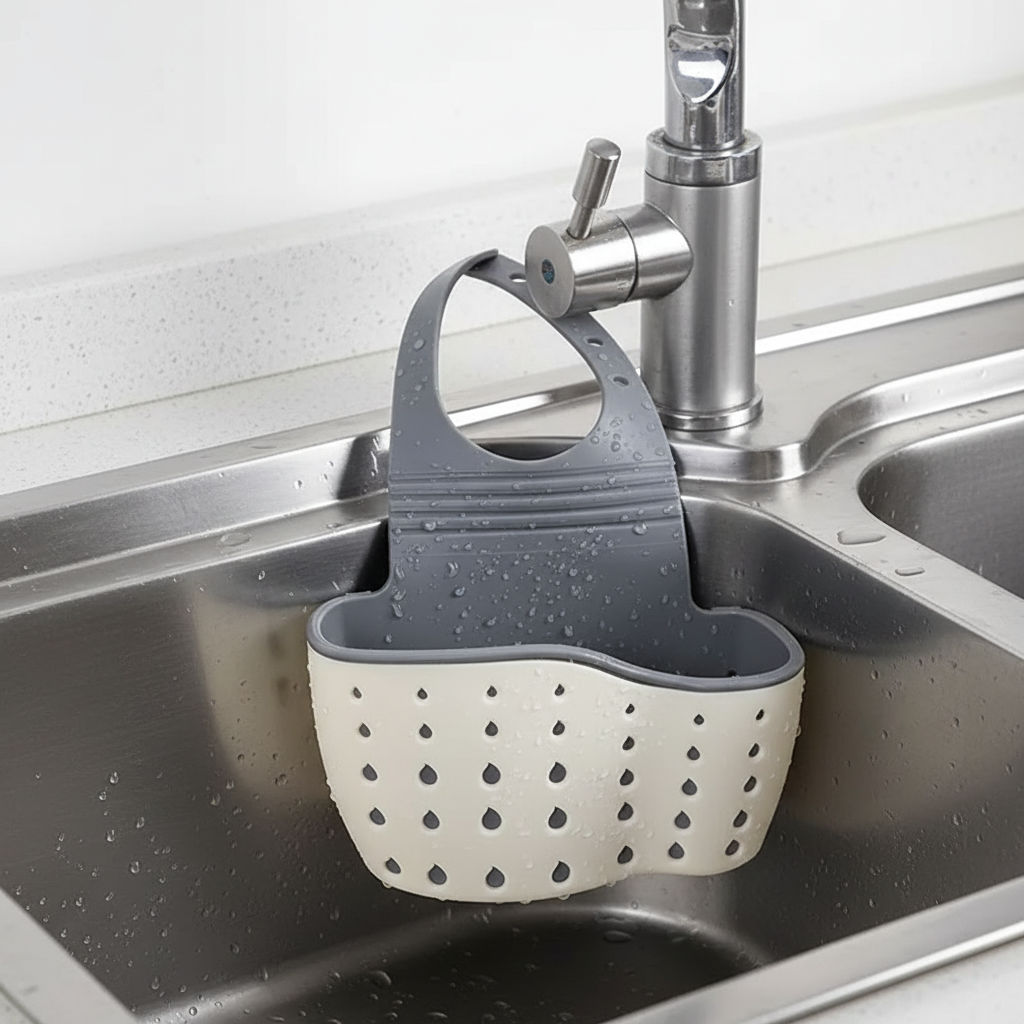 1PC Kitchen Organizer Adjustable Snap Sink Sponge Holder Kitchen Hanging Drain Basket Kitchen Gadgets