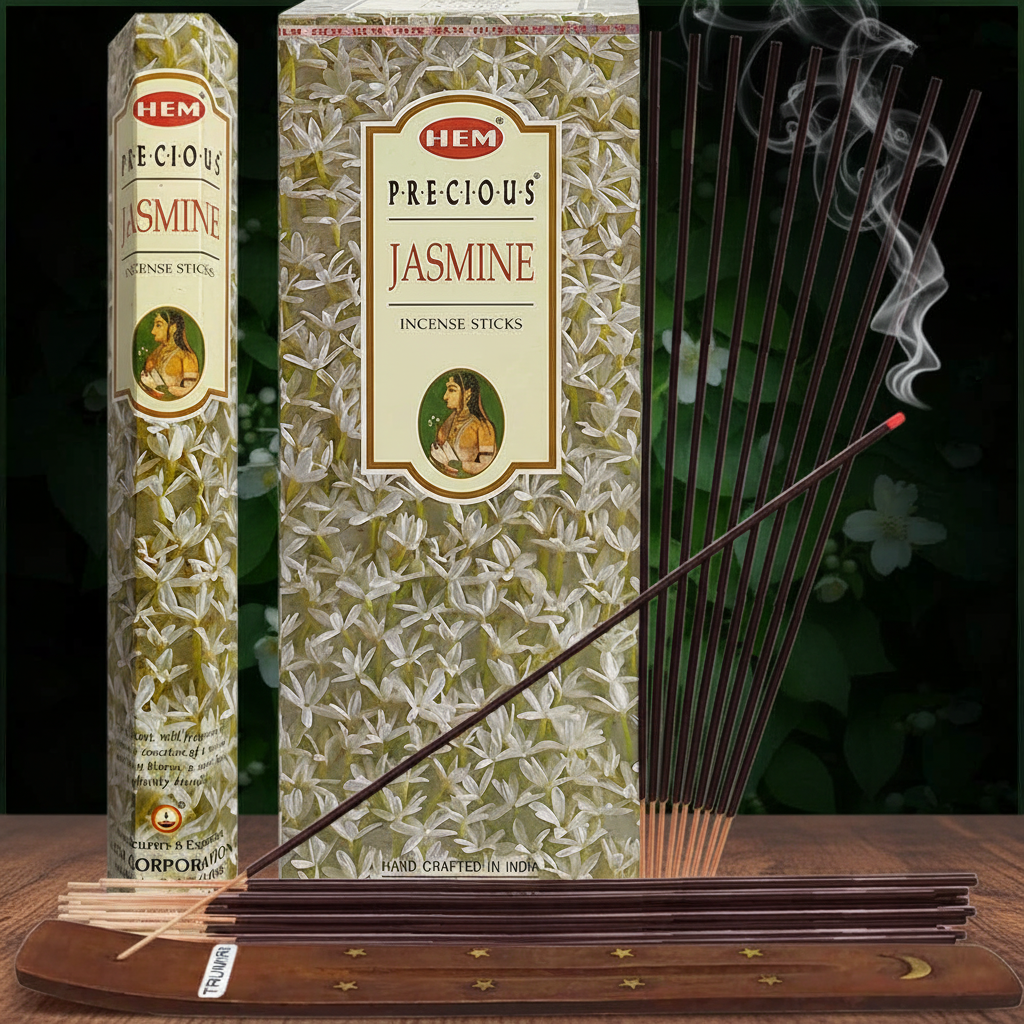Embrace Serenity with the Precious Jasmine Incense Sticks & Elegant Holder Bundle – Elevate Your Home Aroma!
