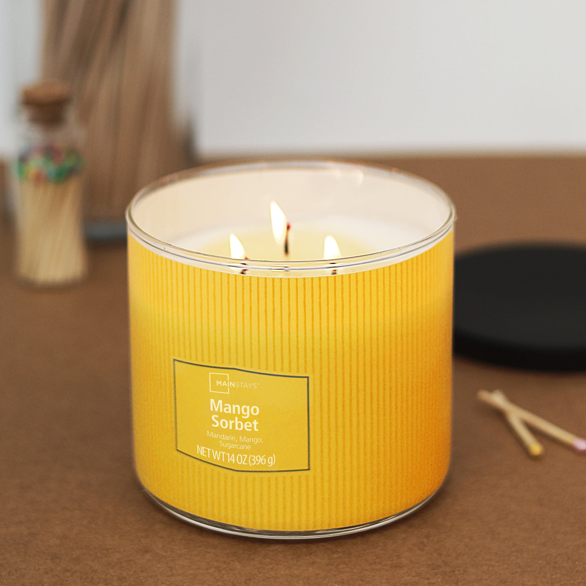 Indulge Your Senses with the Luscious Mango Sorbet 3-Wick Candle - 14 Oz of Fragrant Bliss!