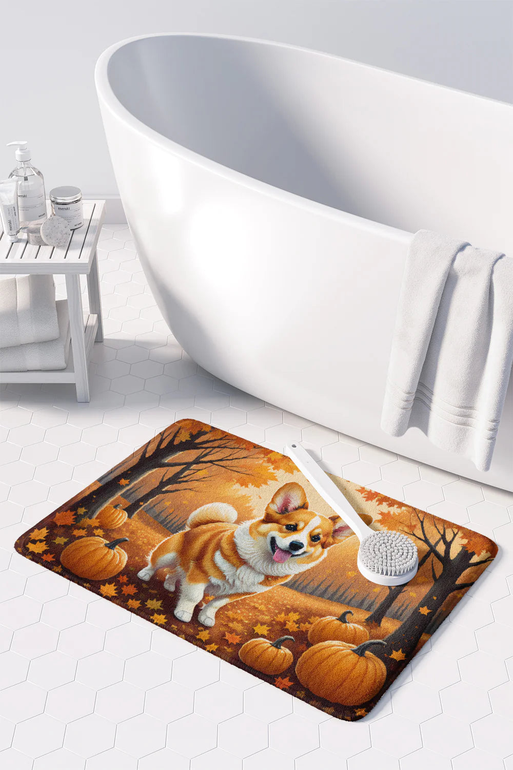 Corgi Fall Memory Foam Kitchen Mat