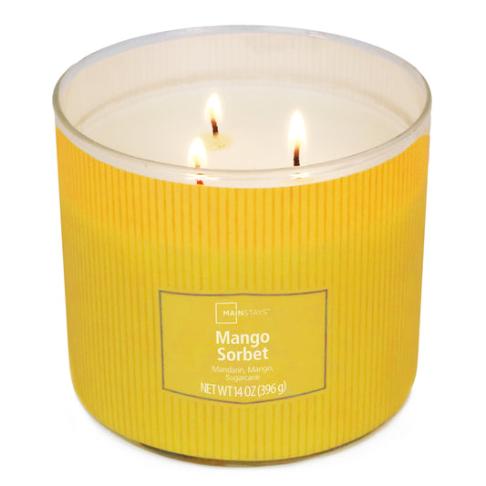 Indulge Your Senses with the Luscious Mango Sorbet 3-Wick Candle - 14 Oz of Fragrant Bliss!