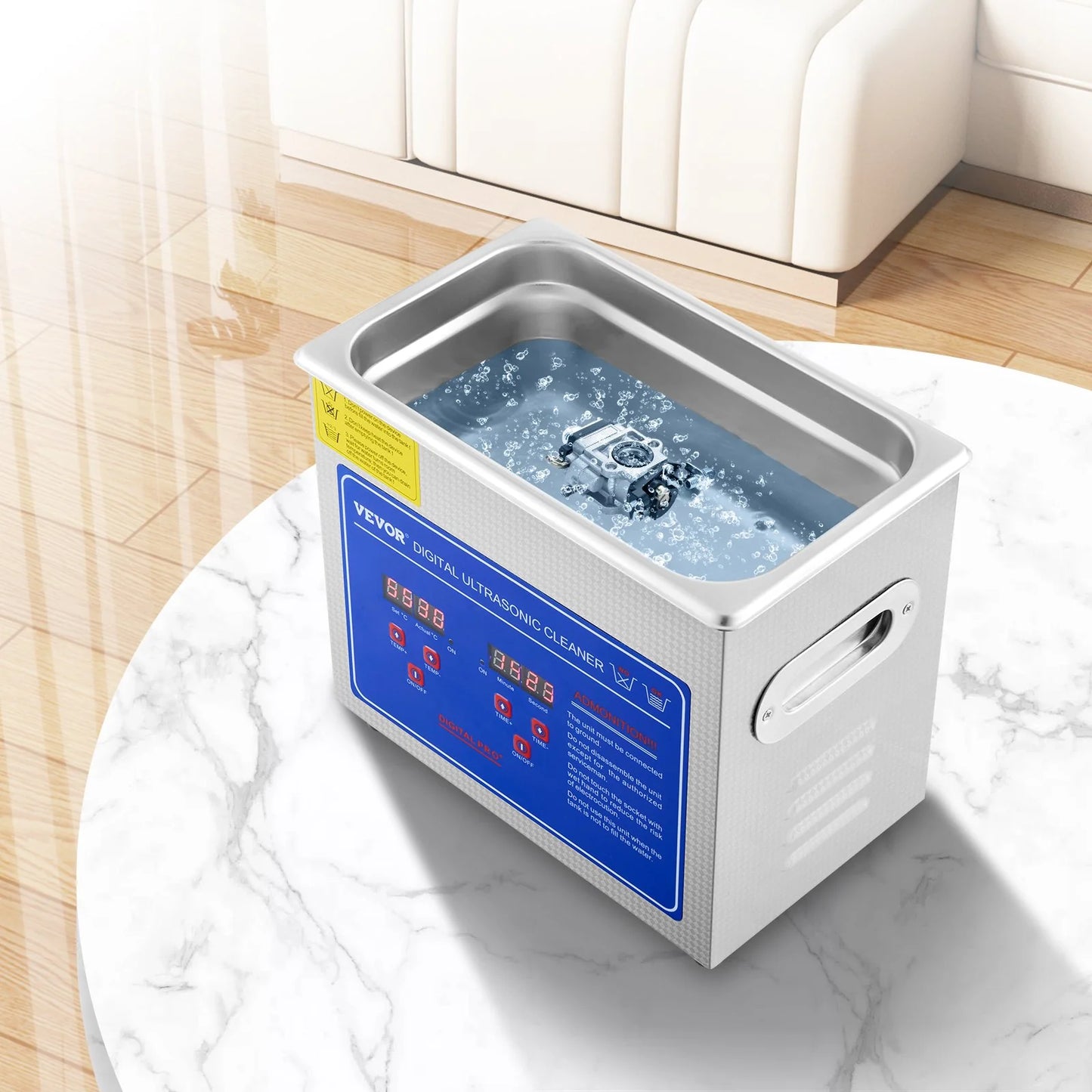 VEVOR Ultrasonic Cleaner with Digital Timer & Heater, Professional Ultra Sonic Jewelry Cleaner, Stainless Steel Heated Cleaning Machine for Glasses Watch Rings Small Parts Circuit Board (3L)