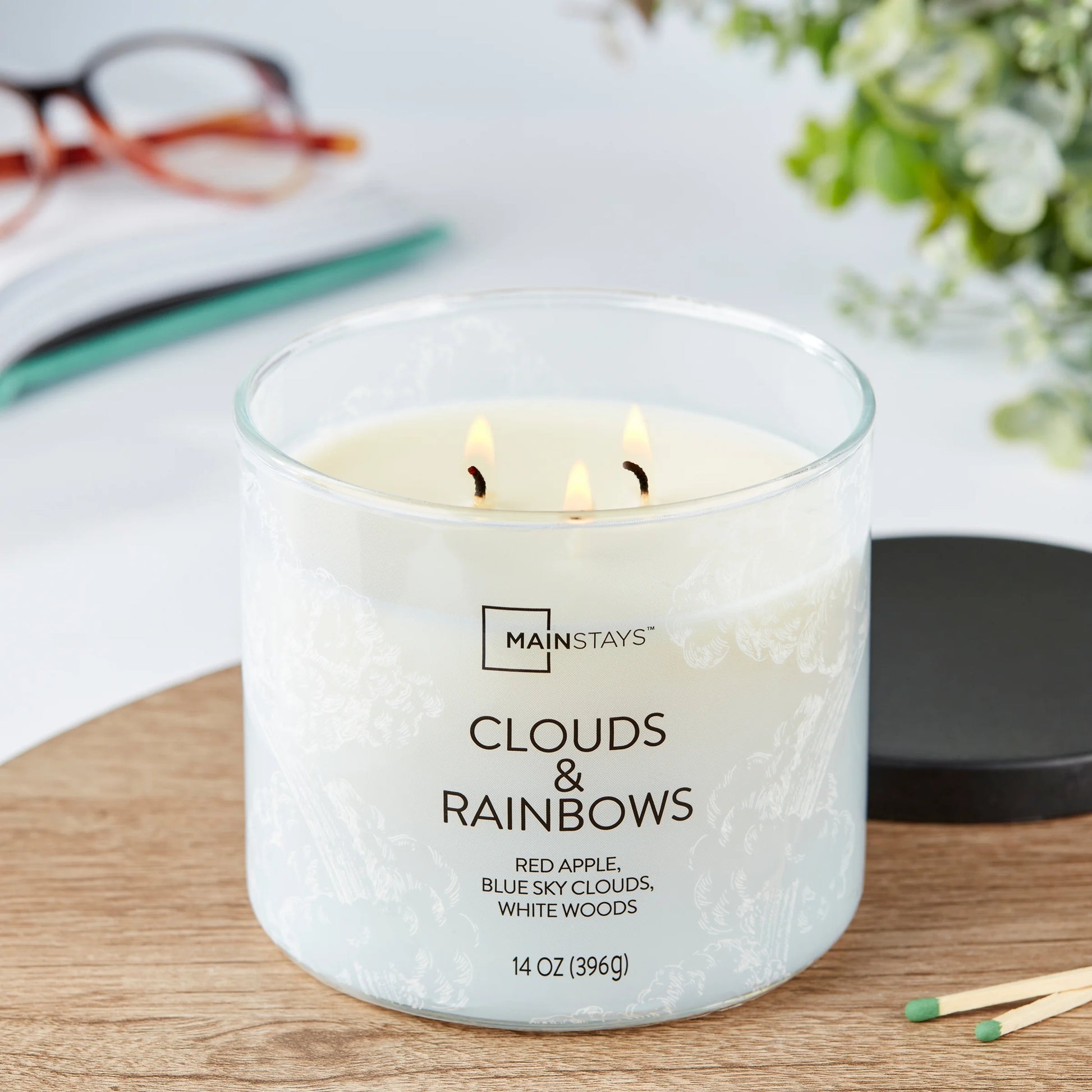 Transform Your Space with the Enchanting 3-Wick Clouds & Rainbows Scented Candle - 14 Oz of Bliss!