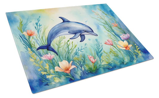 Spring Dolphin Glass Cutting Board