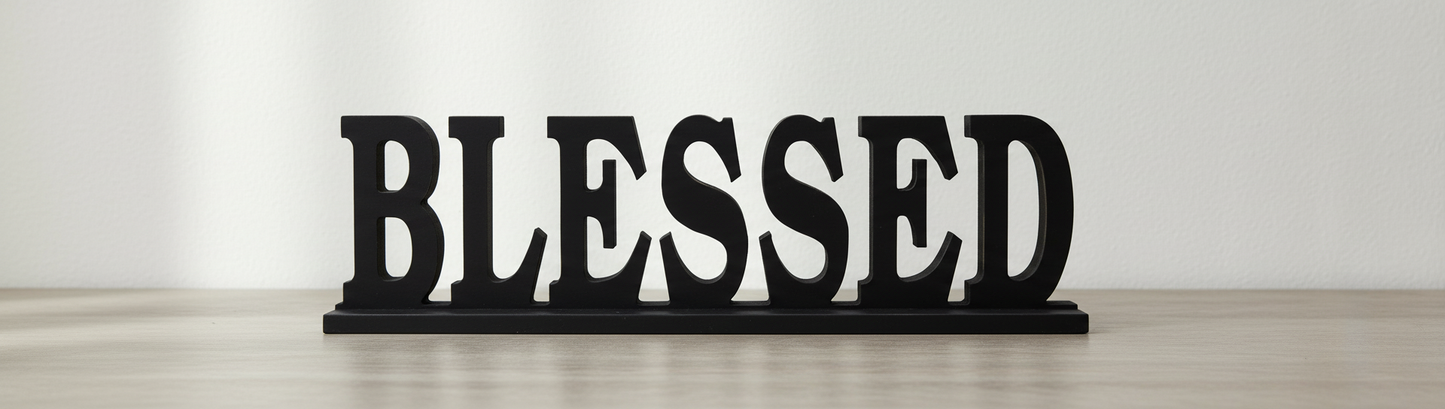 Charming Rustic Blessed Wooden Table Sign - Freestanding Home Décor Accent for Weddings & Gifts