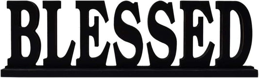 Charming Rustic Blessed Wooden Table Sign - Freestanding Home Décor Accent for Weddings & Gifts