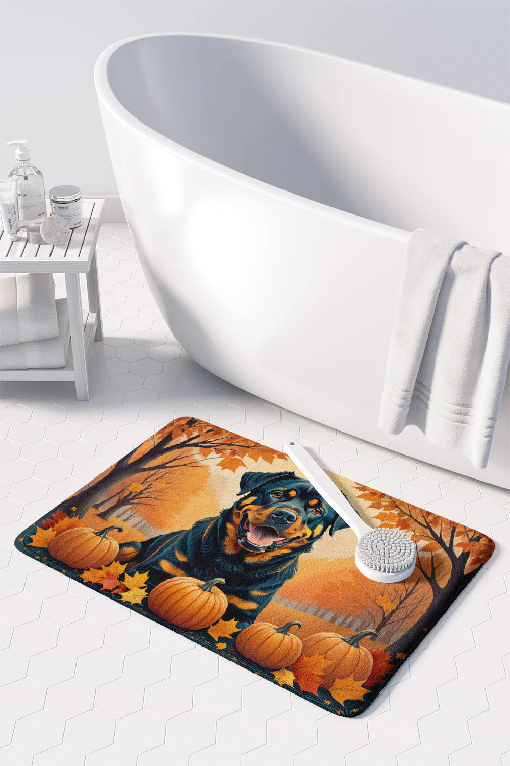 Rottweiler Fall Memory Foam Kitchen Mat