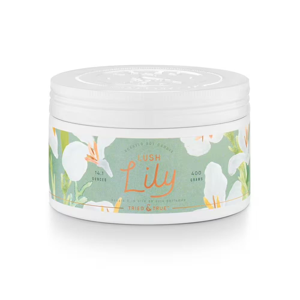 Transform Your Home with the Irresistible Aroma of Our Lush Lily Large Tin Scented Candle – 14.1 fl. oz. of Blissful Fragrance! 🌸🕯️