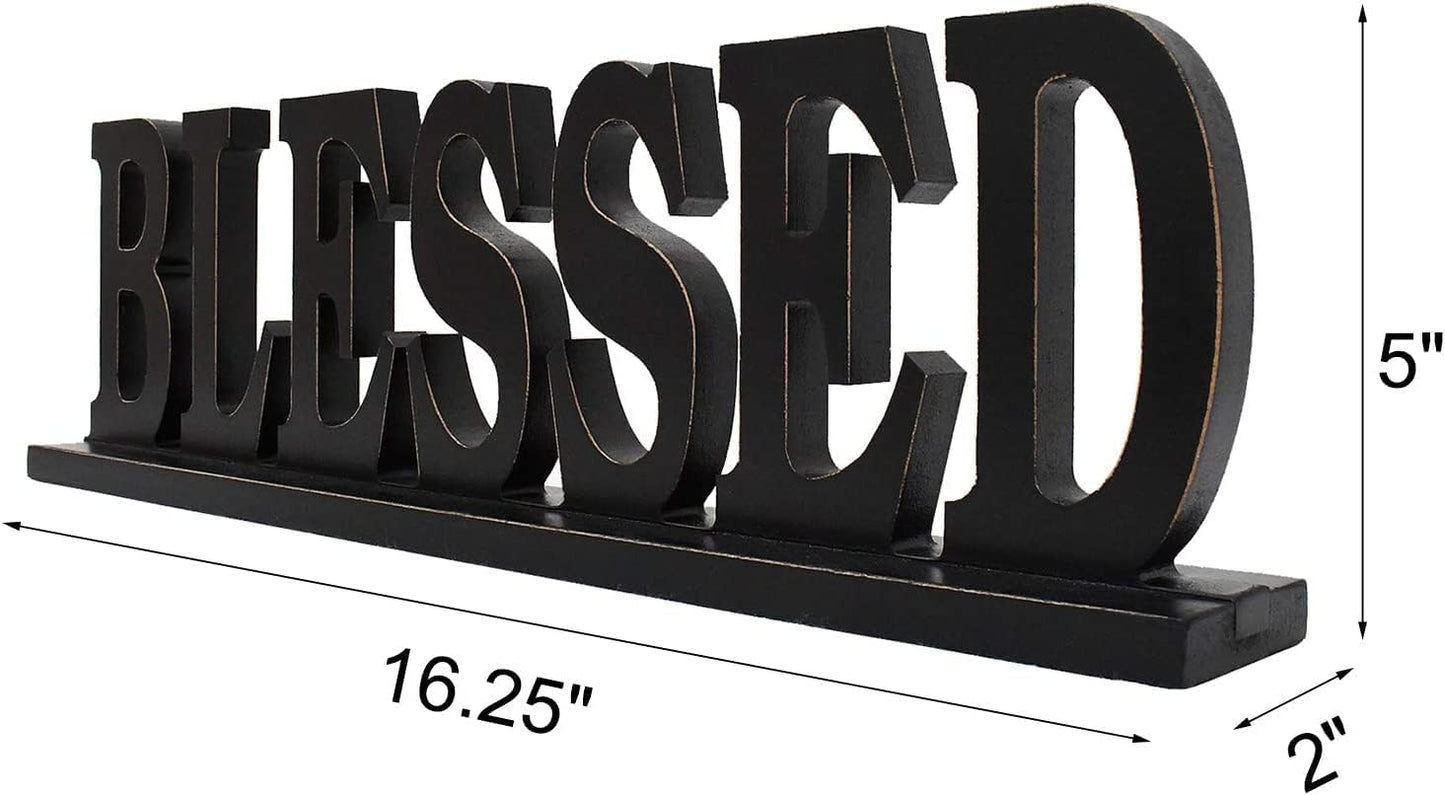 Charming Rustic Blessed Wooden Table Sign - Freestanding Home Décor Accent for Weddings & Gifts