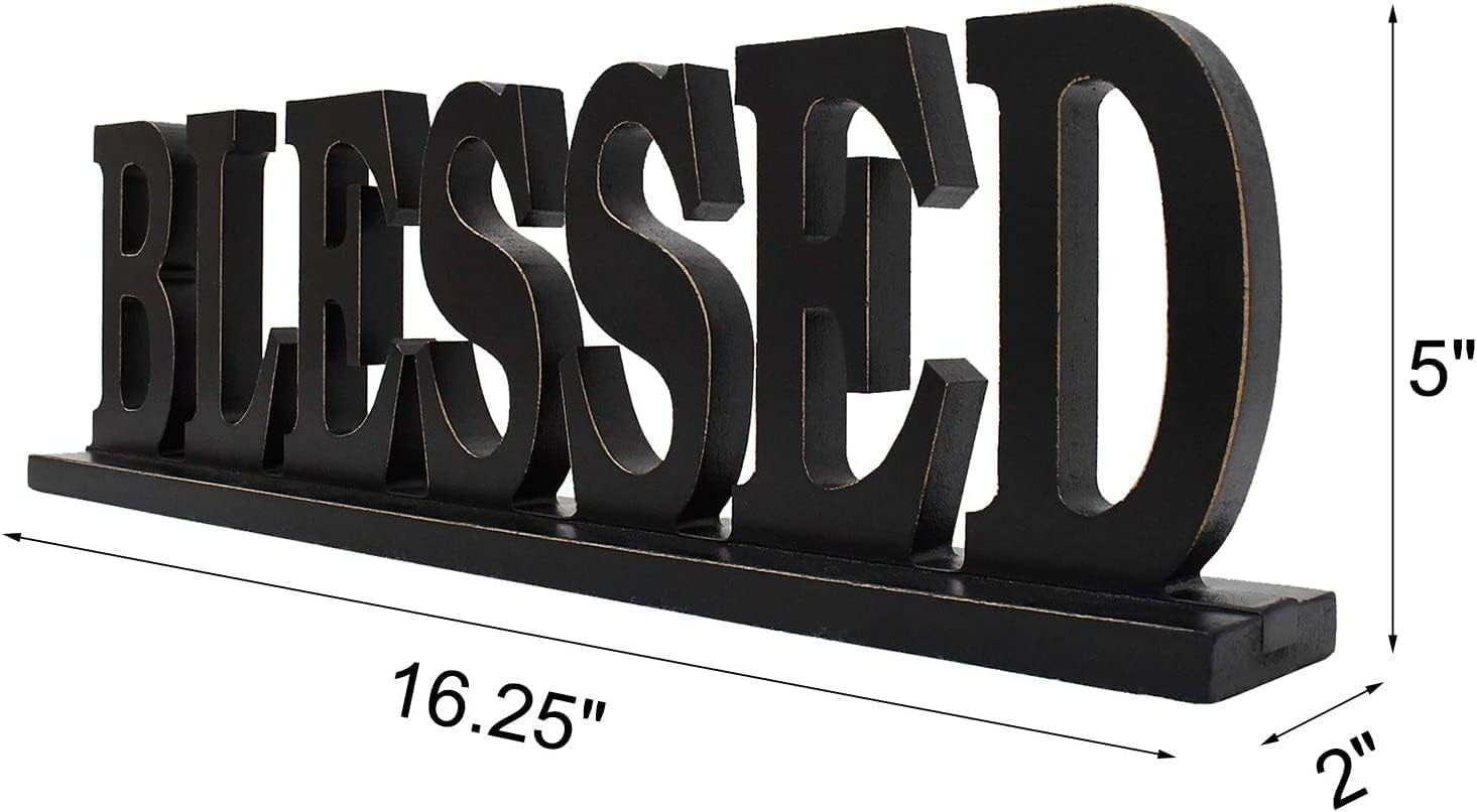 Charming Rustic Blessed Wooden Table Sign - Freestanding Home Décor Accent for Weddings & Gifts