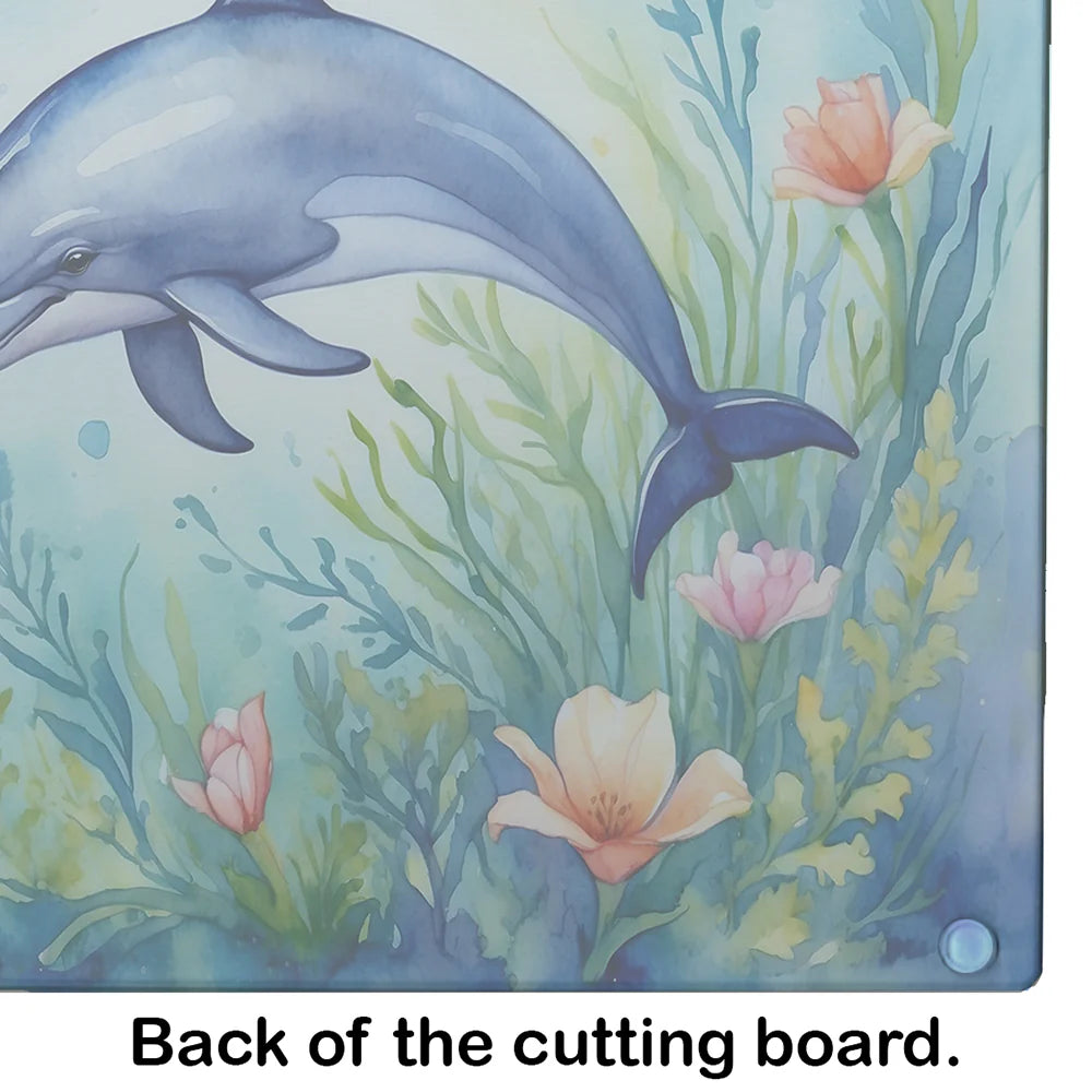 Spring Dolphin Glass Cutting Board