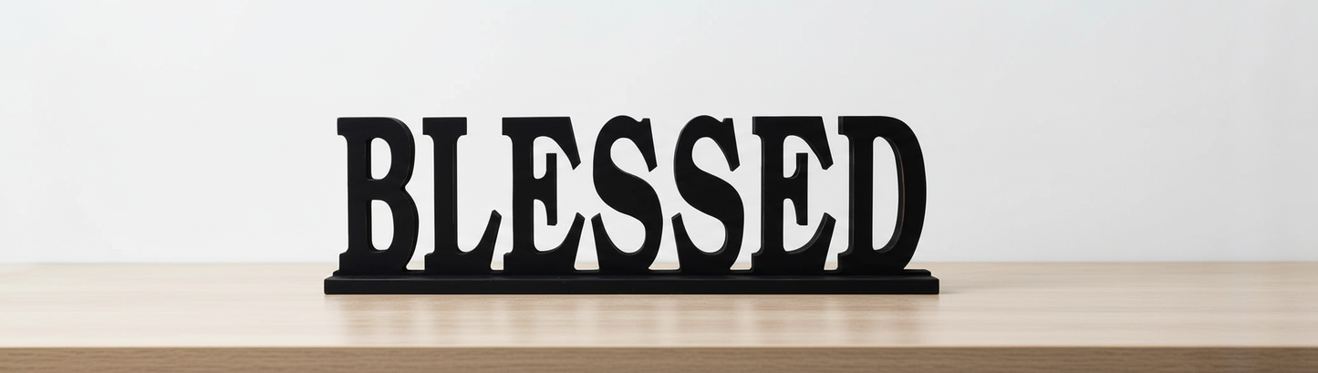 Charming Rustic Blessed Wooden Table Sign - Freestanding Home Décor Accent for Weddings & Gifts